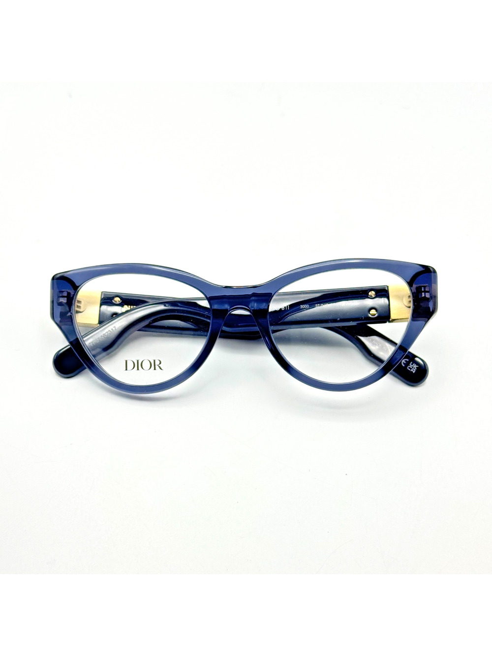 Christian Dior Eyeglasses Frame Lady 95.22O B1I 3000 Blue Cat Eye Cannage 52mm